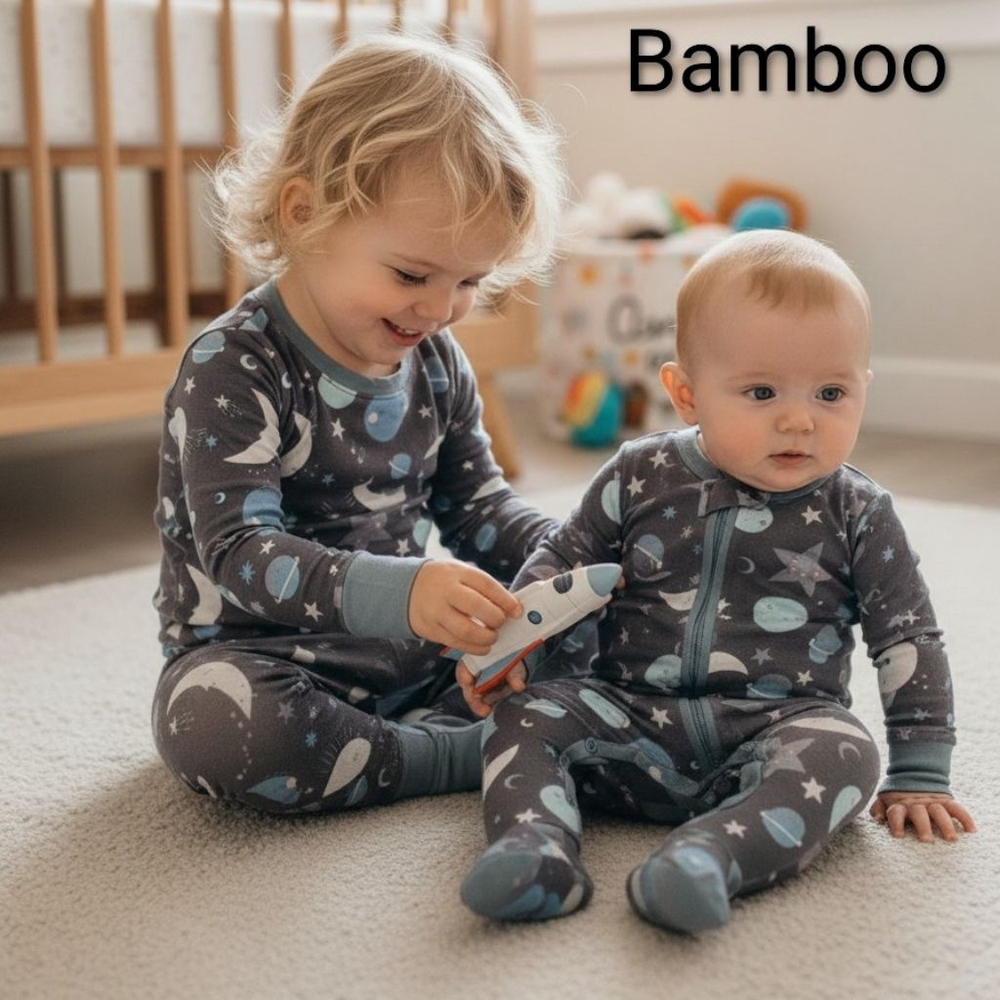 Sibling 3 piece set Little Sleepies Zippies Pajama 2T/0-3mos Celestial matching